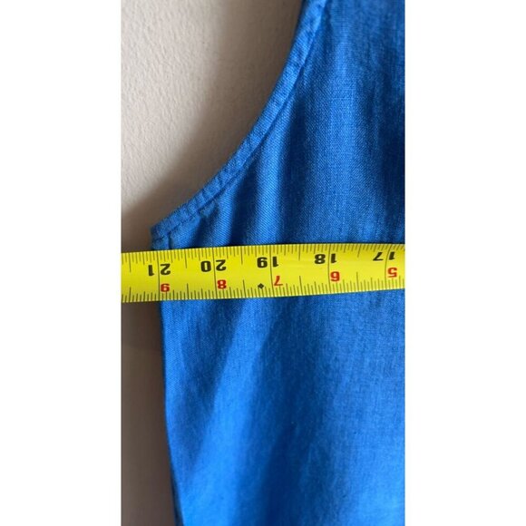 Terzo Millennio Womens Crewneck 100% Linens Sleeveless Dress Blue Size M - Picture 4 of 8